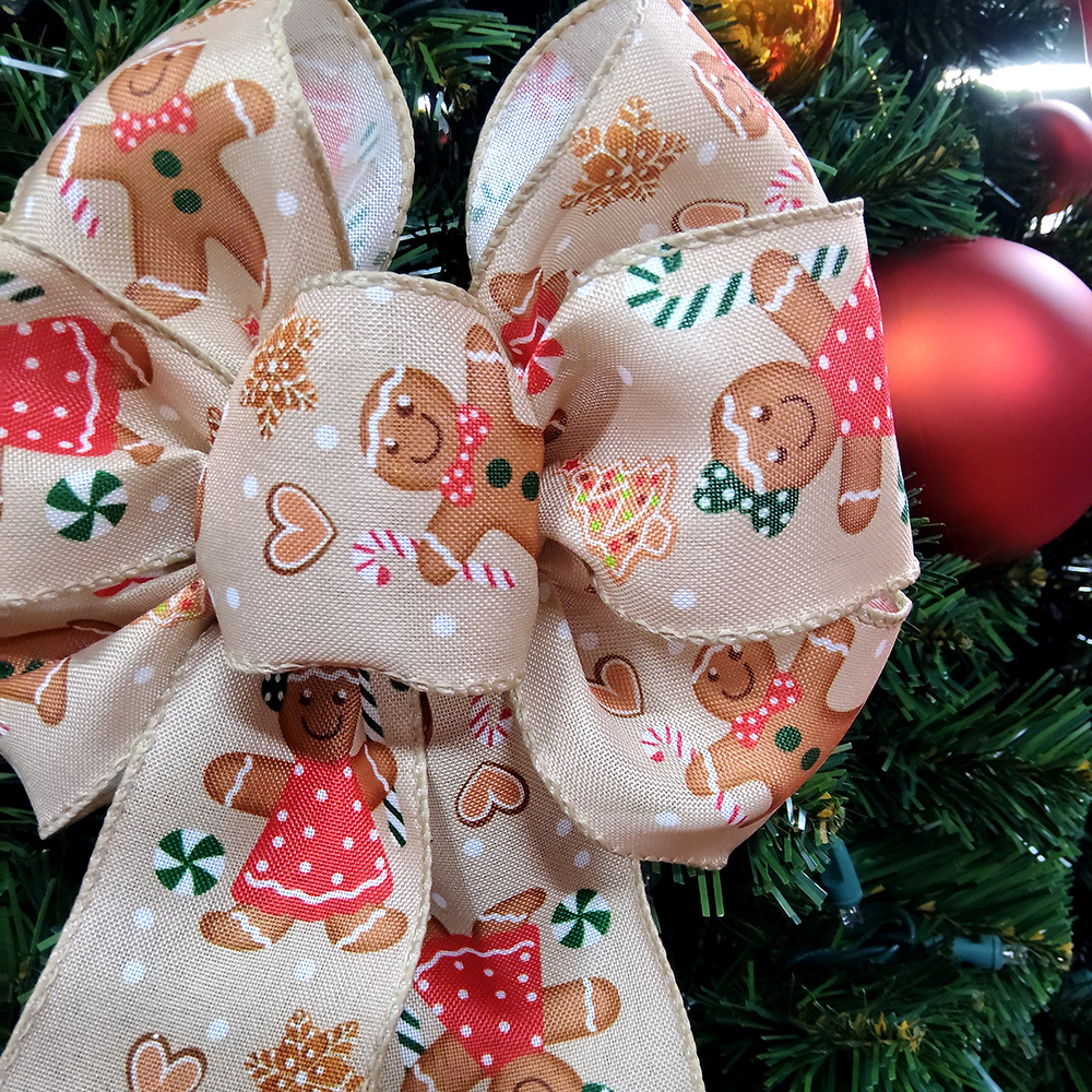 Charming Gingerbread Christmas Decorative Bow - Whimsical Holiday Accent
