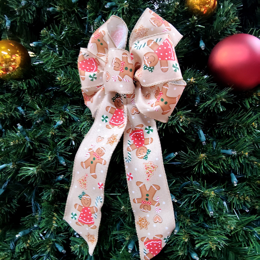 Charming Gingerbread Christmas Decorative Bow - Whimsical Holiday Accent