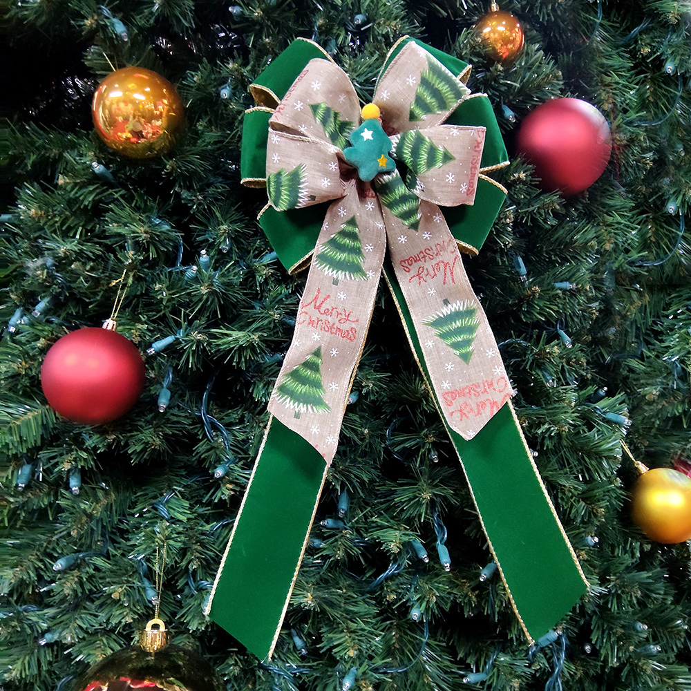 Festive Merry Christmas Tree Bow - Perfect for Holiday Decorations
