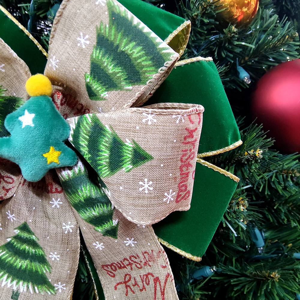 Festive Merry Christmas Tree Bow - Perfect for Holiday Decorations