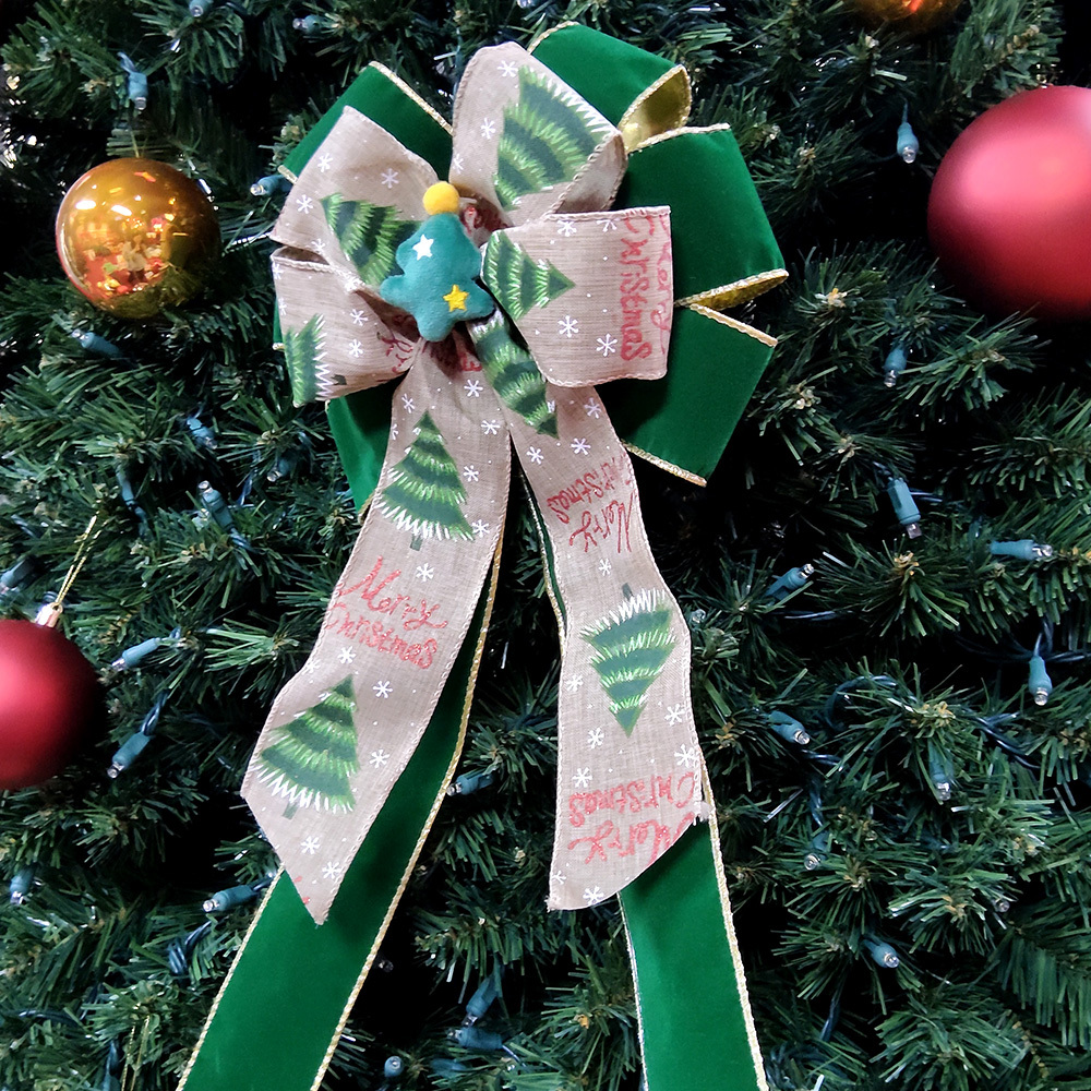 Festive Merry Christmas Tree Bow - Perfect for Holiday Decorations