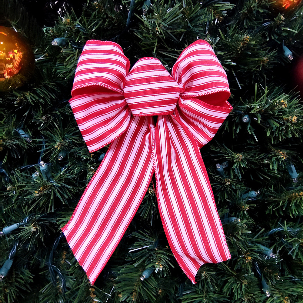 Charming Candy Cane Striped Christmas Bow - Perfect for Holiday Decorations