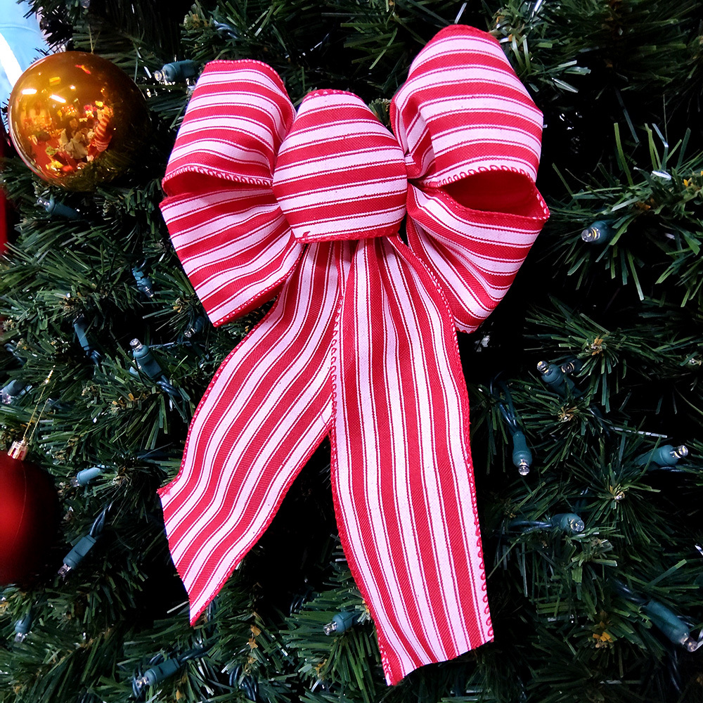 Charming Candy Cane Striped Christmas Bow - Perfect for Holiday Decorations