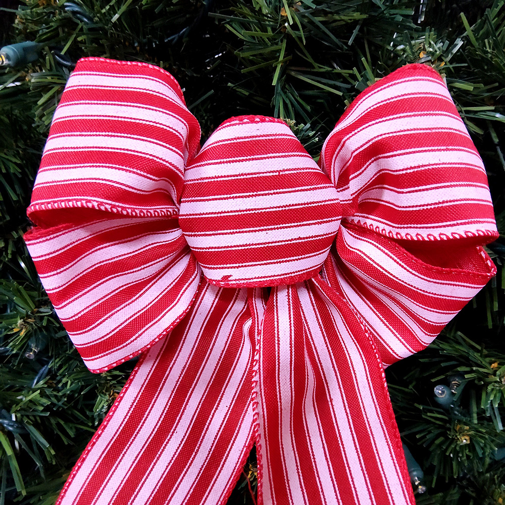 Charming Candy Cane Striped Christmas Bow - Perfect for Holiday Decorations