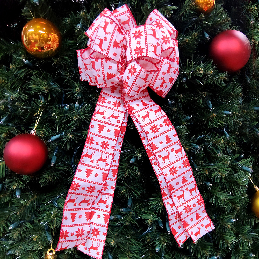 Red and White Charming Christmas Decorative Bow - Festive Holiday Accent
