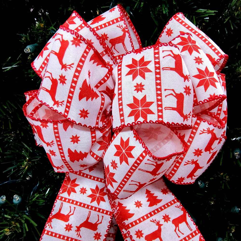 Red and White Charming Christmas Decorative Bow - Festive Holiday Accent