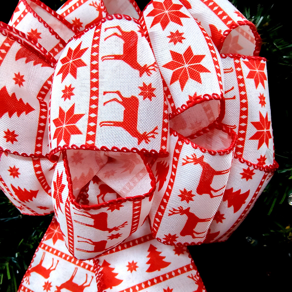 Red and White Charming Christmas Decorative Bow - Festive Holiday Accent