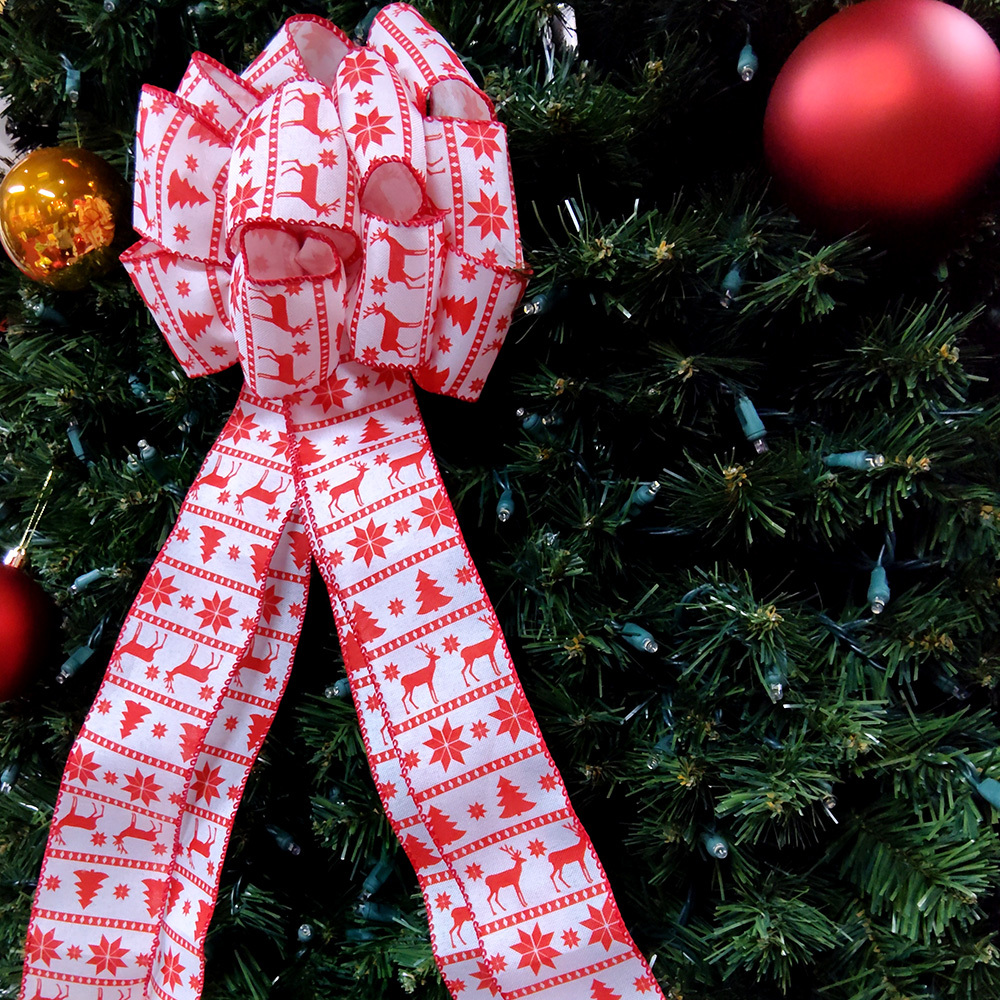 Red and White Charming Christmas Decorative Bow - Festive Holiday Accent