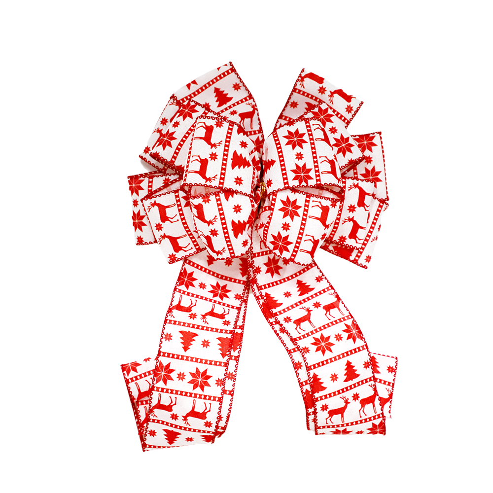 Red and White Charming Christmas Decorative Bow - Festive Holiday Accent