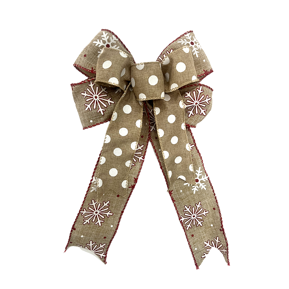 Charming Snowflake Burlap Christmas Bow - Perfect for Holiday Decorations