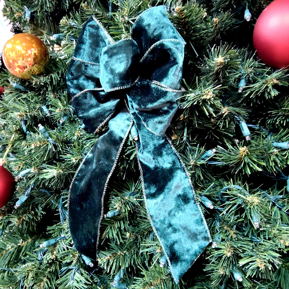 Elegant Luxurious Green Velvet Christmas Bow Decorations Online