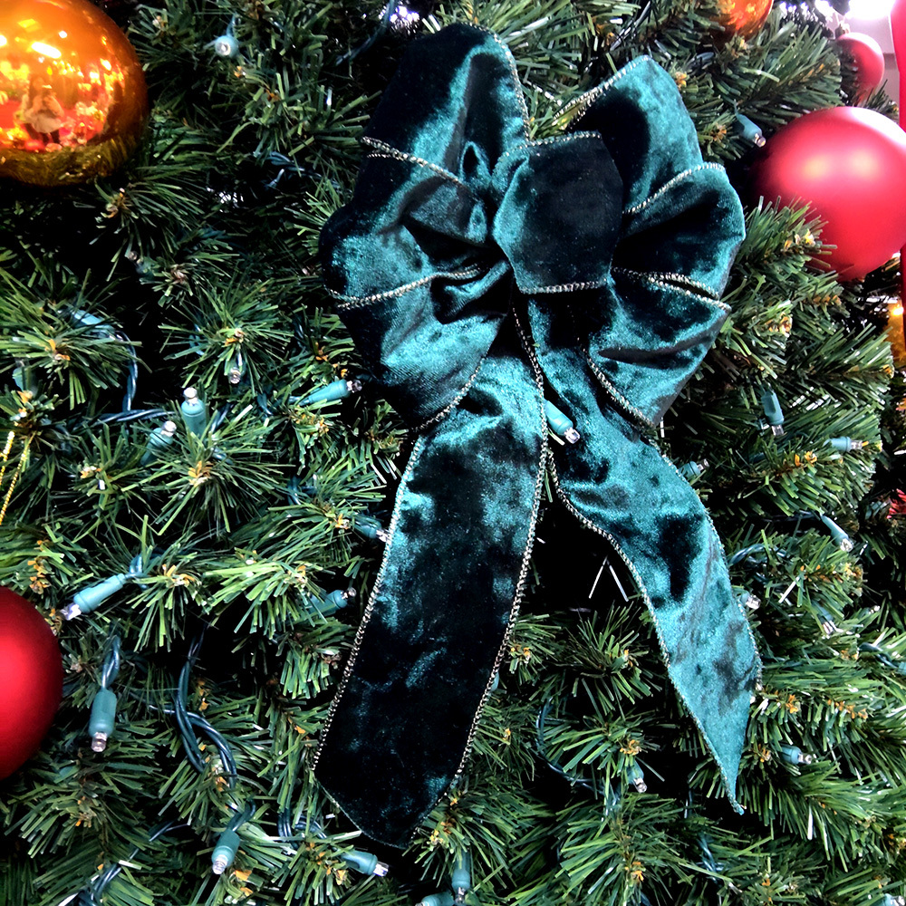 Elegant Luxurious Green Velvet Christmas Bow Decorations Online