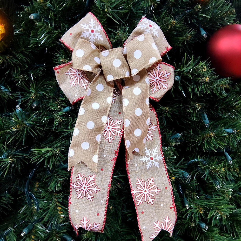 Charming Snowflake Burlap Christmas Bow - Perfect for Holiday Decorations