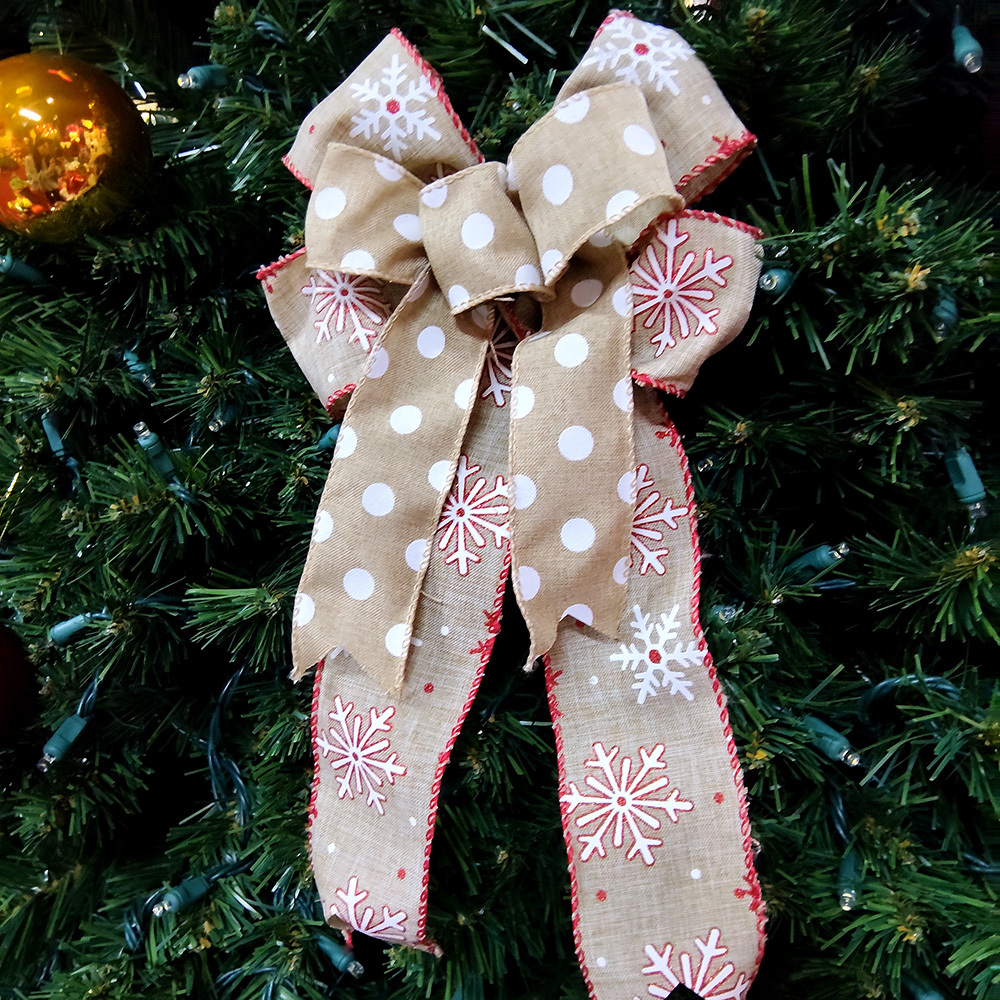 Charming Snowflake Burlap Christmas Bow - Perfect for Holiday Decorations