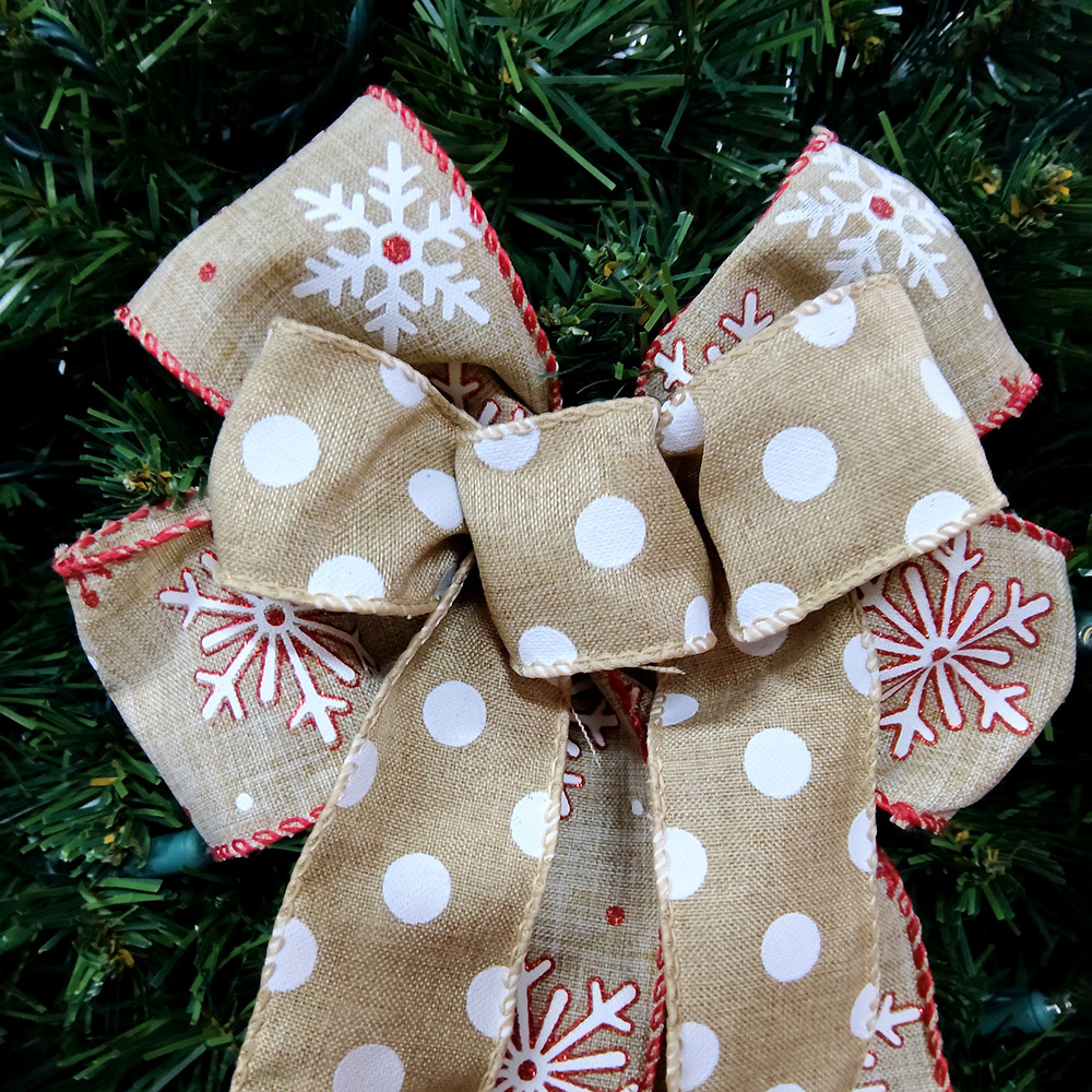 Charming Snowflake Burlap Christmas Bow - Perfect for Holiday Decorations
