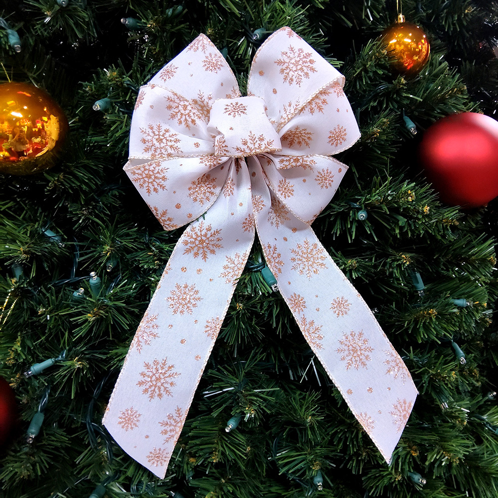 Elegant Gold Snowflake Christmas Bow - Perfect for Holiday Decorations