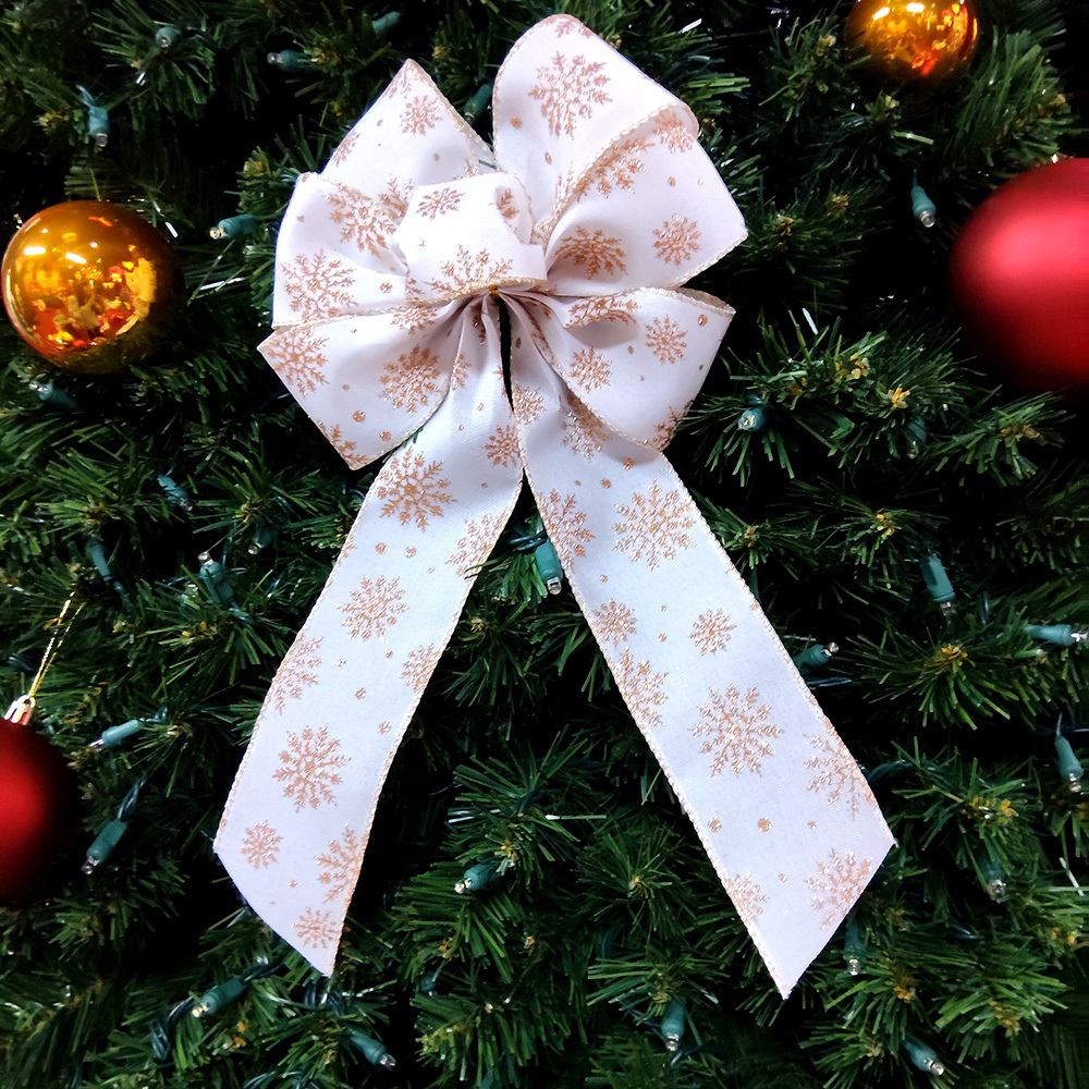 Elegant Gold Snowflake Christmas Bow - Perfect for Holiday Decorations