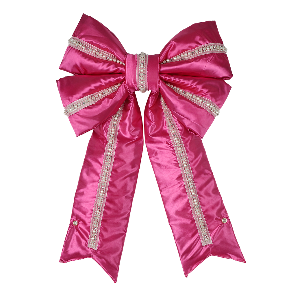 18 in Elegant Magenta Satin Bow with Embellishment Decorative Bow
