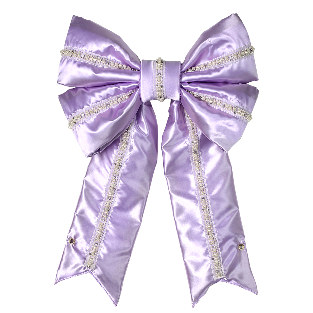 18 in Elegant Purple Satin Bow with Embellishment Decorative Bow