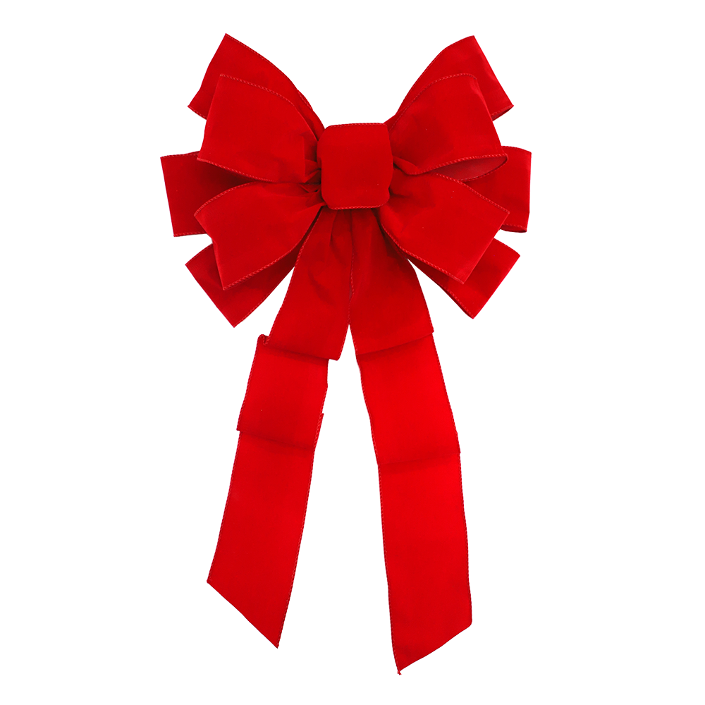 Elegant Classic Hemmed-edge Red Velvet Christmas Bow for Holiday Decor