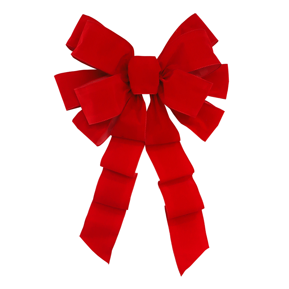 Elegant Classic Hemmed-edge Red Velvet Christmas Bow for Holiday Decor
