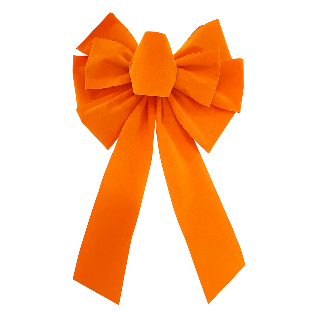Wired Vibrant Bright Orange Bow for holiday decorations