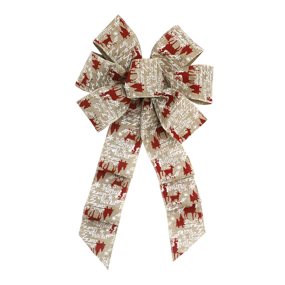 Charming Rustic Reindeer Christmas Bow for holiday decorations