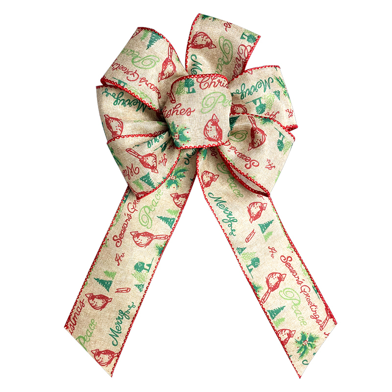 Wired Cardinals & Berries Natural Burlap Bow