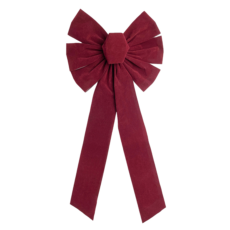 Wired Elegant Burgundy Velvet Bow for  holiday decorations
