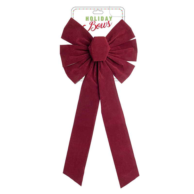 Wired Elegant Burgundy Velvet Bow for  holiday decorations