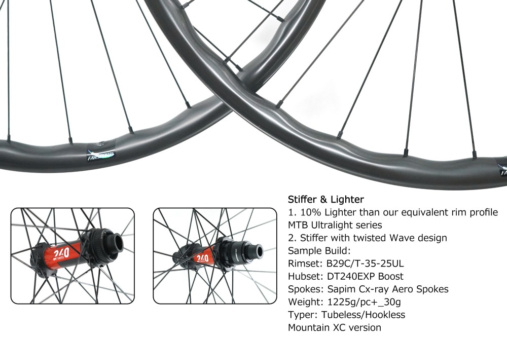 1270g/set Asymmetric 29er Ultralight Wave MTB DT Swiss 240 EXP Built wheelset