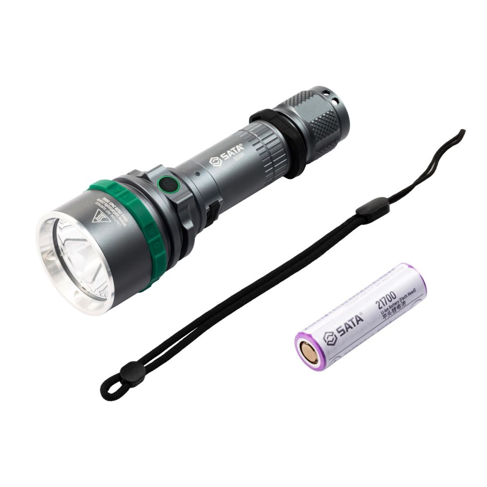 90681 SATA Long Throw Rechargeable Flashlight 1500lm