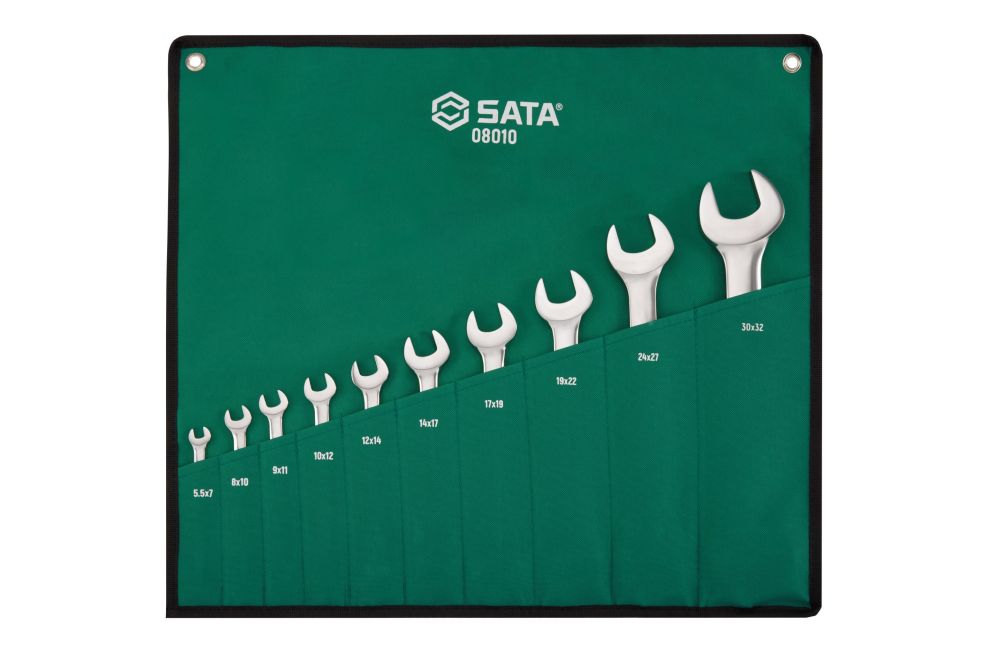 08010 SATA 10Pc. Full Polish Open End Wrench Set
