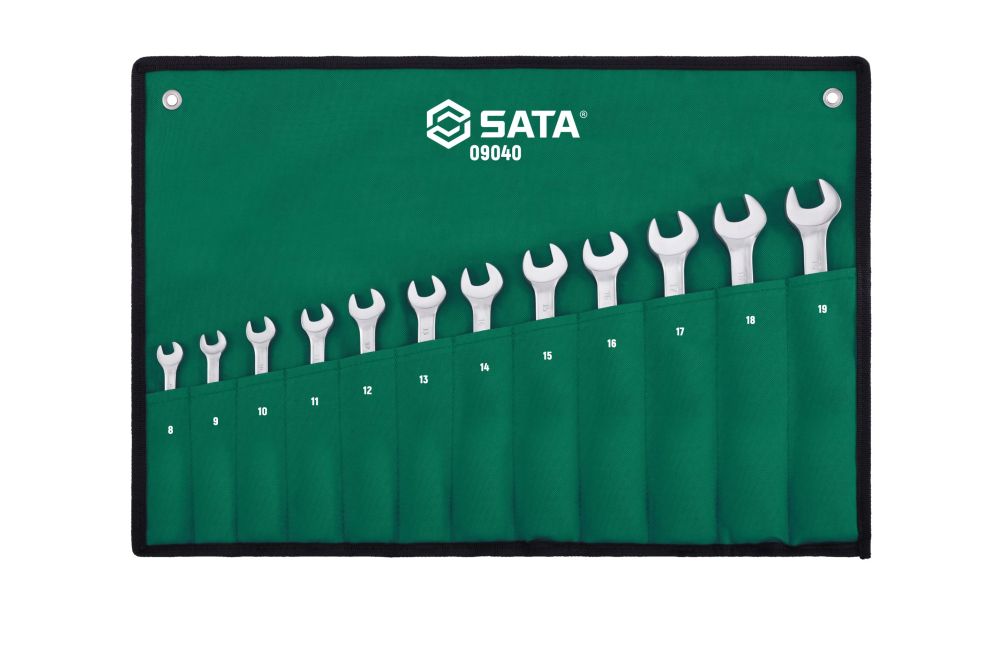 09040 SATA 12Pc. Full Polish Combination Ratcheting Wrench Set