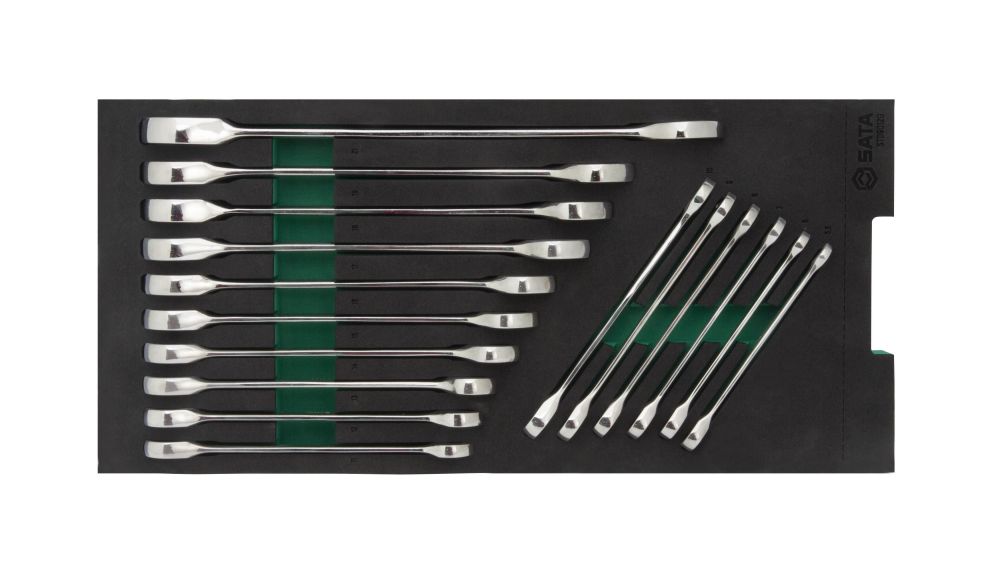 ST09012G SATA 16 Pc. Metric Combination Ratcheting Wrench Tray Set