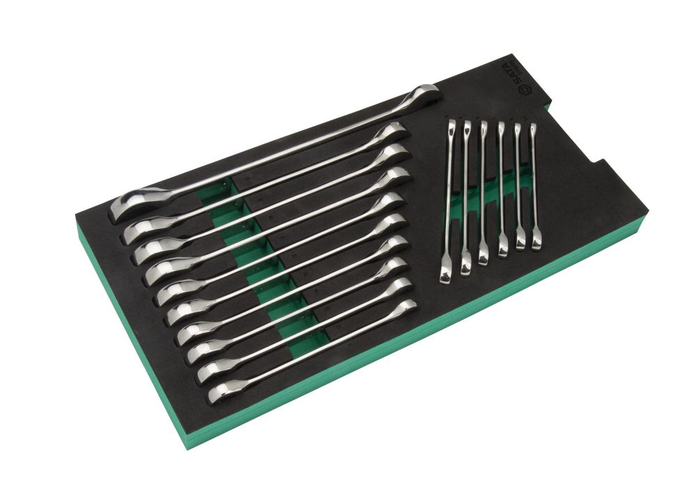 ST09012G SATA 16 Pc. Metric Combination Ratcheting Wrench Tray Set