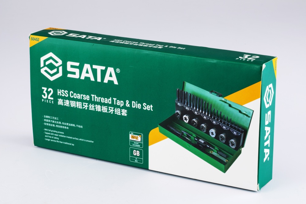 50452 SATA 32Pc. HSS Coarse Thread Tap & Die Set