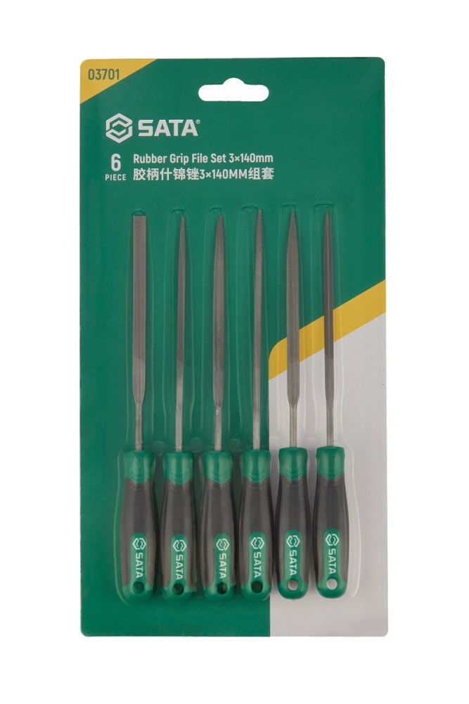 03701 SATA 6Pc. Rubber Grip File Set 3x140MM