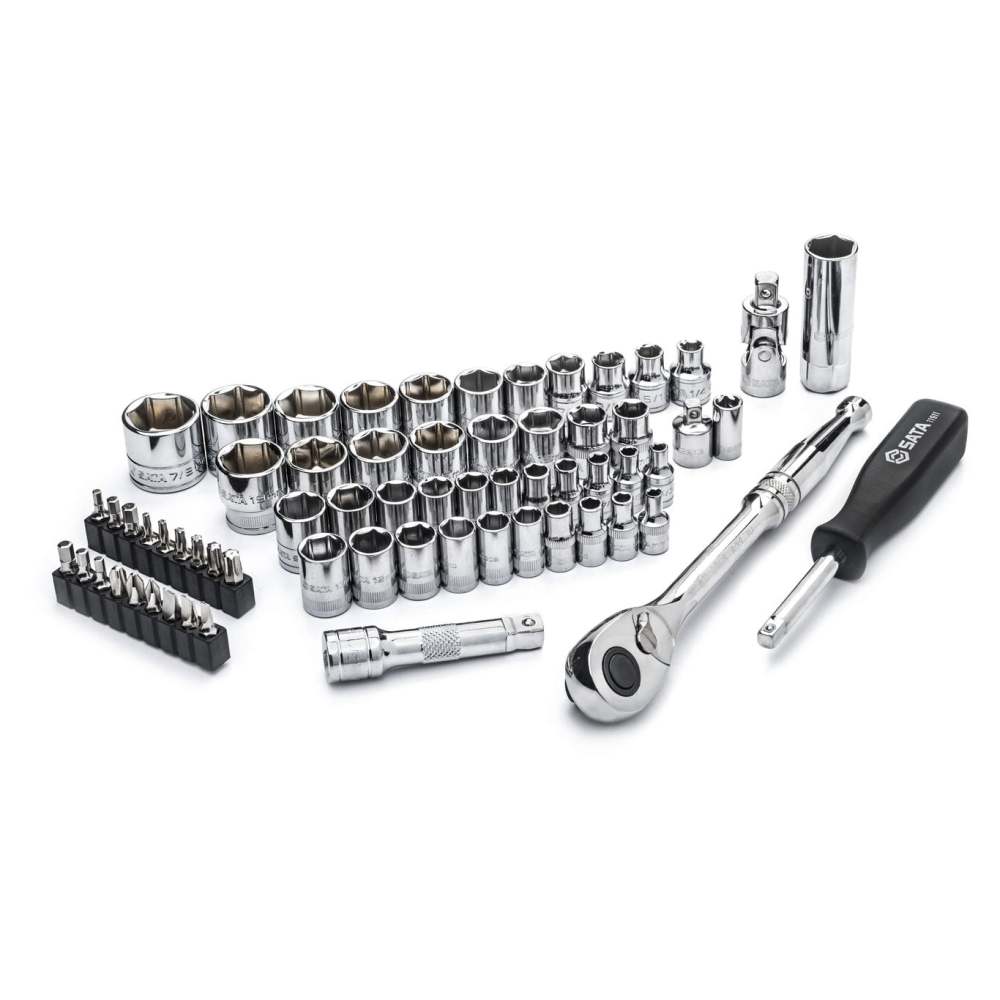 ST09011SJ SATA  65Pc. 1/4" and 3/8" Drive 6 Point Metric/SAE Socket Set