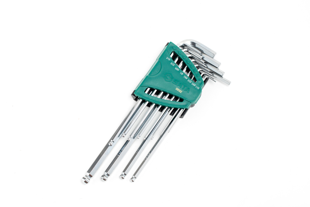 09102 SATA 12Pc. Extra Long Ball Point Hex Key Set, S.A.E.
