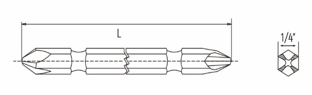 59101-100 SATA 10Pc. 1/4" Double End Bits, 100MM Length, PH1