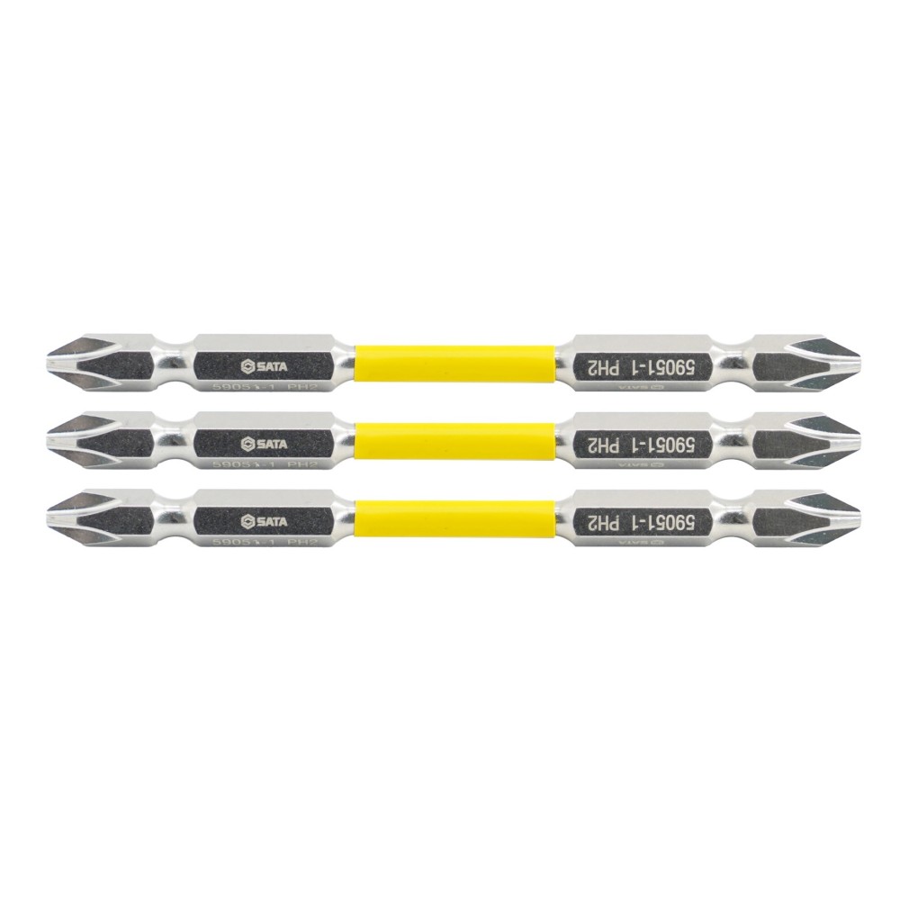 59051 SATA 3Pc. 1/4" Hex Shank Double End Impact Bits, 100mm Length, #2/#2