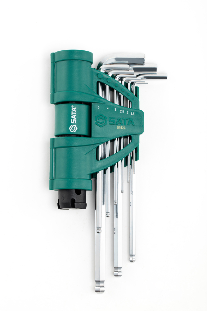 09124 SATA 9Pc. Extra Long Ball Point Hex Key Set with Torque Handle