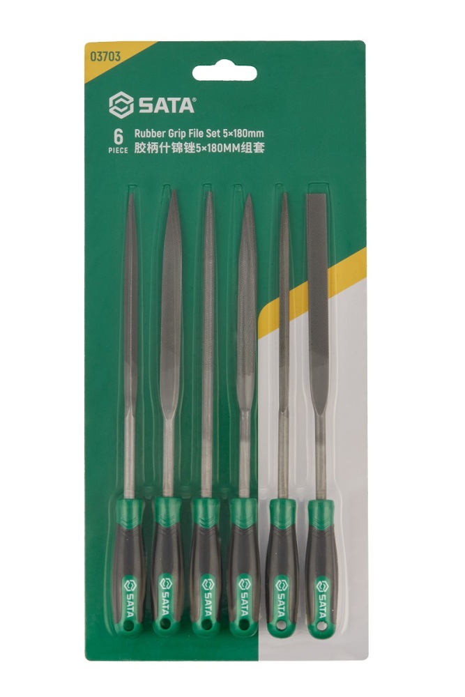 03703 SATA 6Pc. Rubber Grip File Set 5x180MM