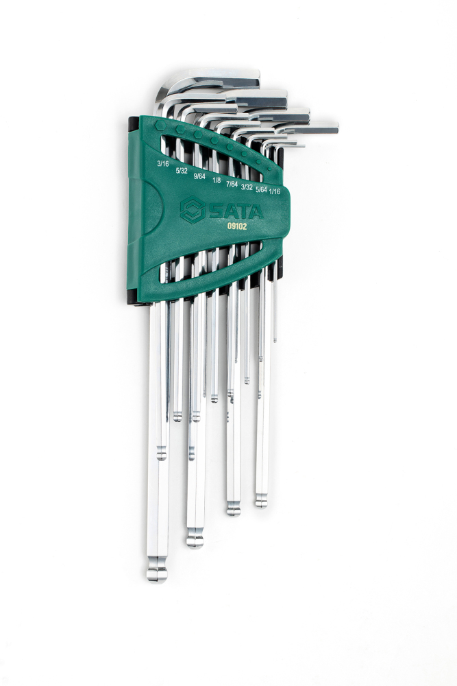 09102 SATA 12Pc. Extra Long Ball Point Hex Key Set, S.A.E.