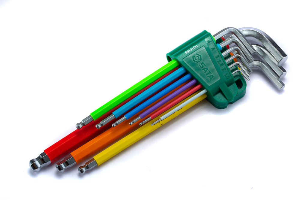 09101CH SATA Color Series 9Pc. Extra Long Ball Point Hex Key Set