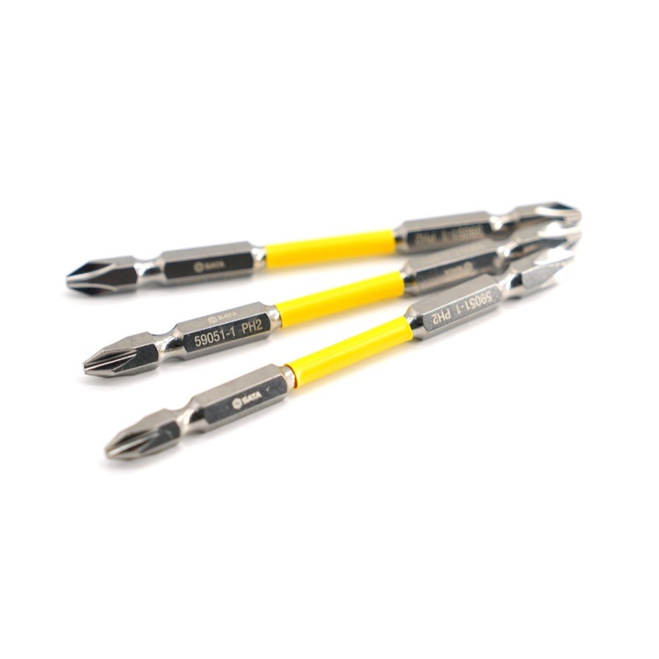 59051 SATA 3Pc. 1/4" Hex Shank Double End Impact Bits, 100mm Length, #2/#2