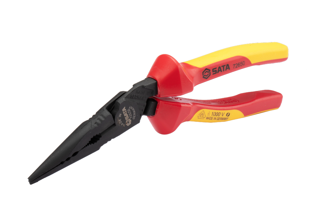 72650 SATA G Series VDE Insulated High Leverage Long Nose Pliers 9"