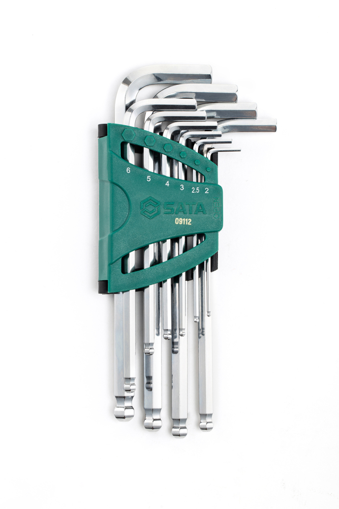 09112 SATA 10Pc Long Arm Ball Point Hex Key Wrench Set