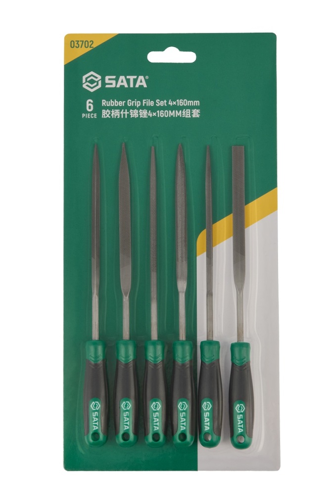 03702 SATA 6Pc. Rubber Grip File Set 4x160MM